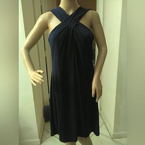 NWT MCHAEL MICHAEL KORS Chic CRISSCROSS FRONT Navy Dress SZ.M SLEEVELESS LOVELY